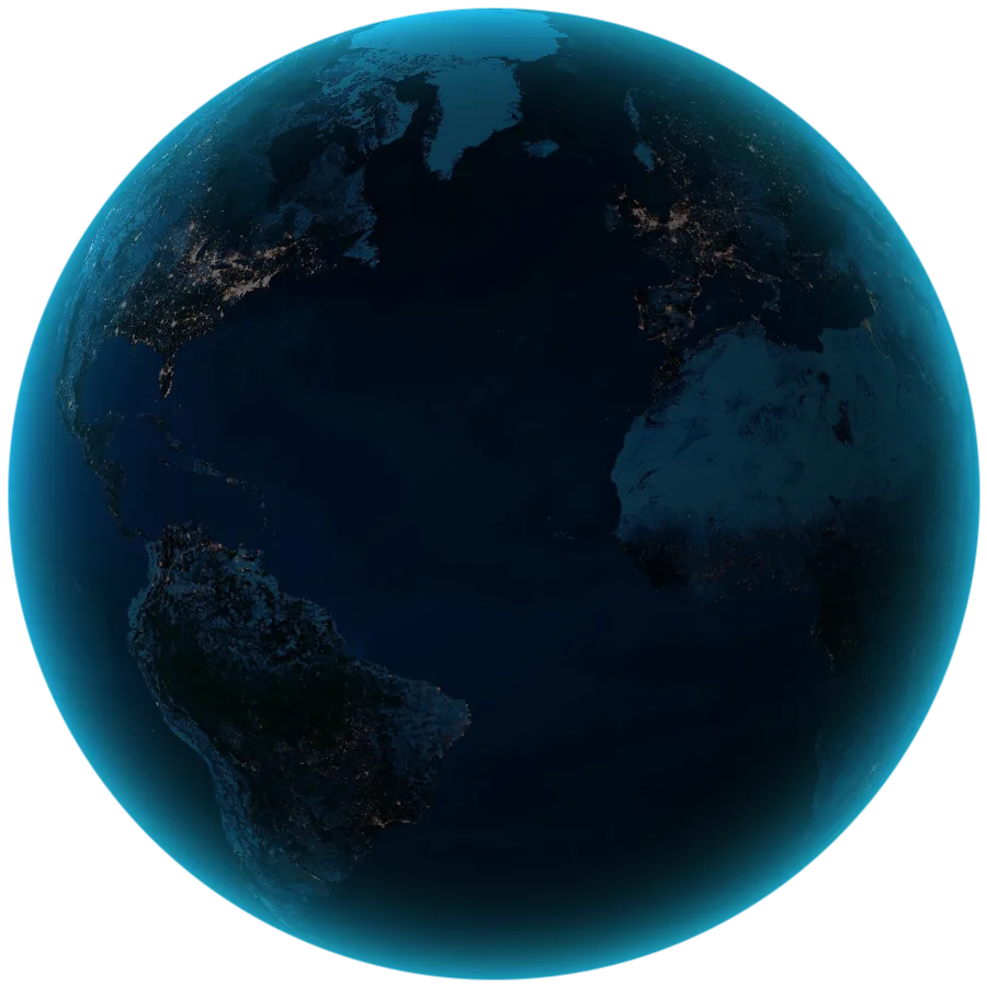 Globo terráqueo con las principales rutas de vuelo entre Europa y Latinoamérica